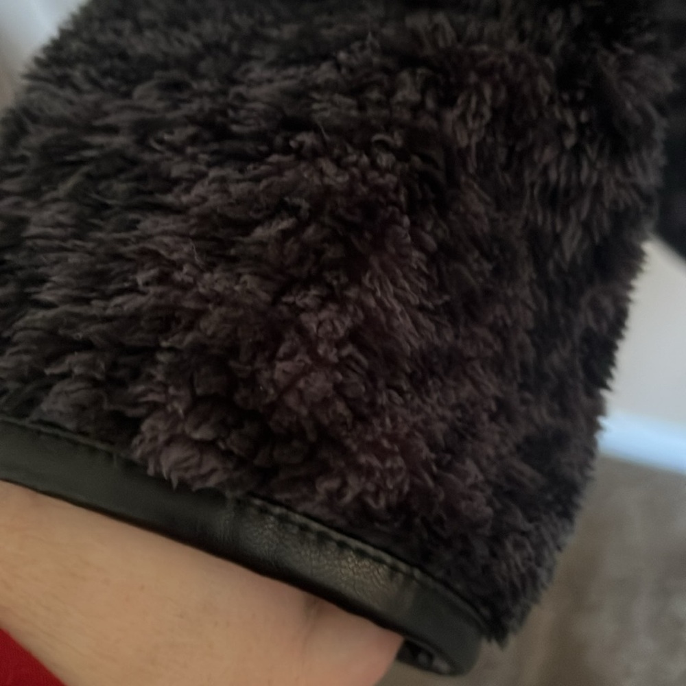 TORRID Black/Charcoal Gray Animal Print Sherpa Fleece Jacket, Size 2X, GUC. - Picture 6 of 13